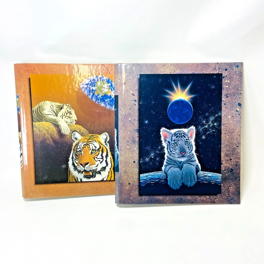 2 VTG 1990s Stuart Hall Schimmel‎ 3 Ring Binder Organizer White Tiger NOS Retro